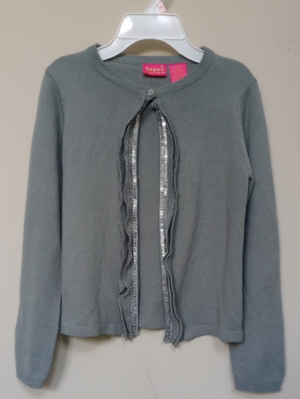Sugar Kids Grey Cardigan with Sequin Trim